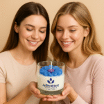 Adhyamart Glass Jar Soy Wax Scented Candle – Lowender Fragrance, Luxury Handmade Flower Design 12hr burning - Image 2