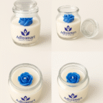 Adhyamart Glass Jar Soy Wax Scented Candle with Lavender Flower – Luxurious Lavender Fragrance