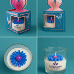 Adhyamart Glass Jar Soy Wax Scented Candle – Lowender Fragrance, Luxury Handmade Flower Design 12hr burning