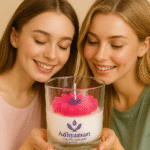 Adhyamart Glass Jar Soy Wax Scented Candle – Rose Fragrance, Luxury Handmade Flower Design - Image 3