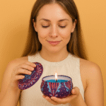 Adhyamart Tin container Soy Wax Scented Candle – Luxurious lavender Fragrance - Image 2