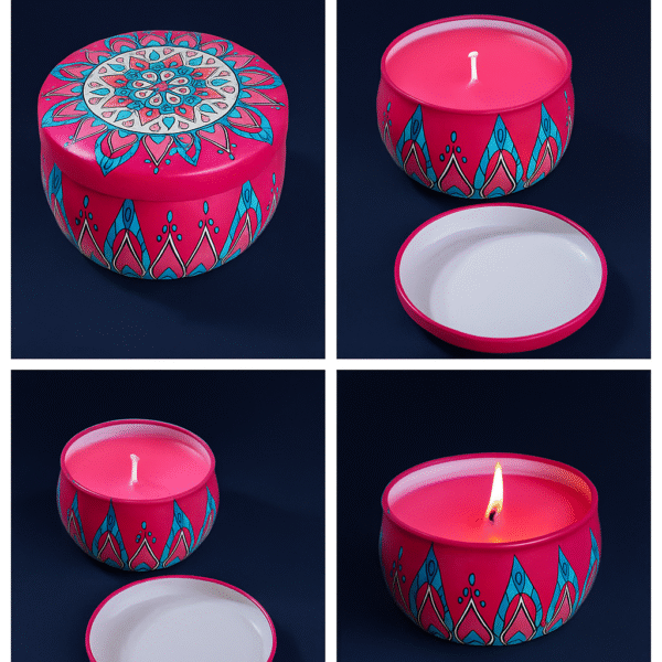Adhyamart Tin container Soy Wax Scented Candle – Luxurious Rose Fragrance